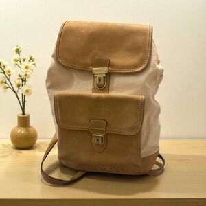 Escada Vintage canvas and leather Tan and Cream backpack